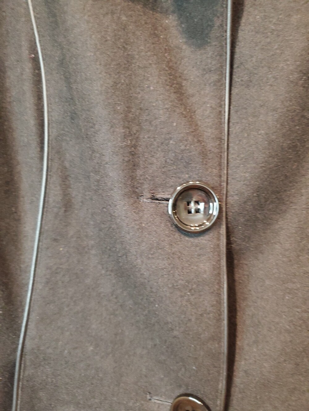 Braetan Black Wool Blend Funnel Neck Coat with Piping Accent Women's Large - Picture 3 of 7